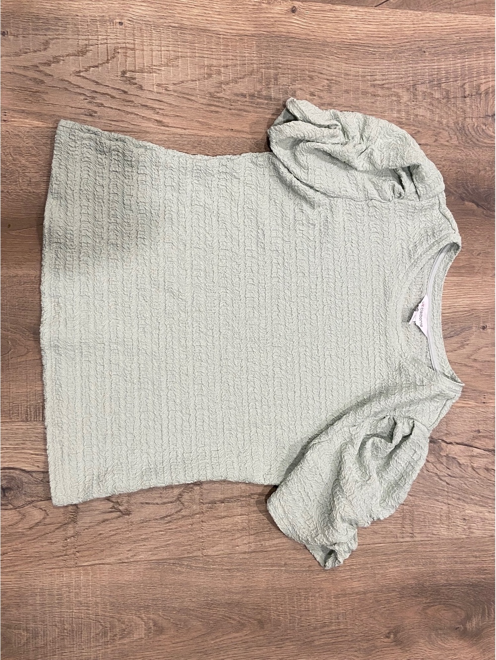 Liz claiborne Medium Ribbed puffed sleeve sea-foam green shirt